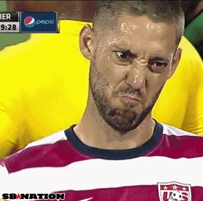 Clint Dempsey Makes Face at Jamaican Player